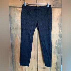 Jacquard black straight-leg pants